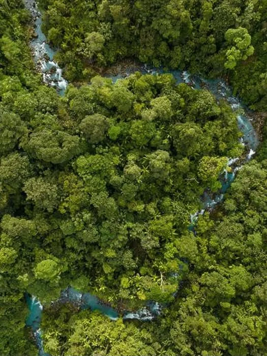 Framed Print : Aerial view of the Rio Celeste (sky blue river) Framed Print : Aerial view of the Rio Celeste (sky blue river)