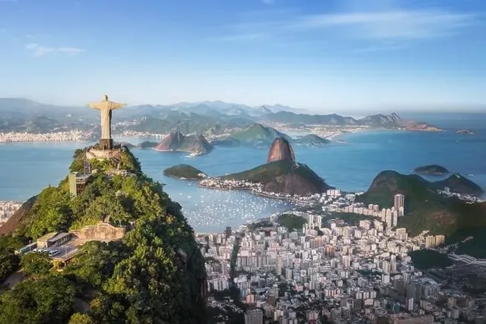 Framed Print : Aerial view of Rio with Corcovado Mountain, Sugarloaf Mountain and Guanabara Bay - Rio de Janeiro, Brazil Framed Print : Aerial view of Rio with Corcovado Mountain, Sugarloaf Mountain and Guanabara Bay - Rio de Janeiro, Brazil