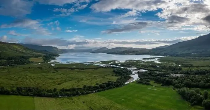 Framed Print : Aerial view of the River Carron and Loch Carron in the Scottish Highlands near Strathcarron Framed Print : Aerial view of the River Carron and Loch Carron in the Scottish Highlands near Strathcarron