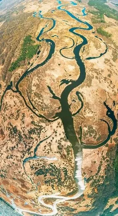 Framed Print : Aerial View River Landscape In Sunny Spring Day Framed Print : Aerial View River Landscape In Sunny Spring Day