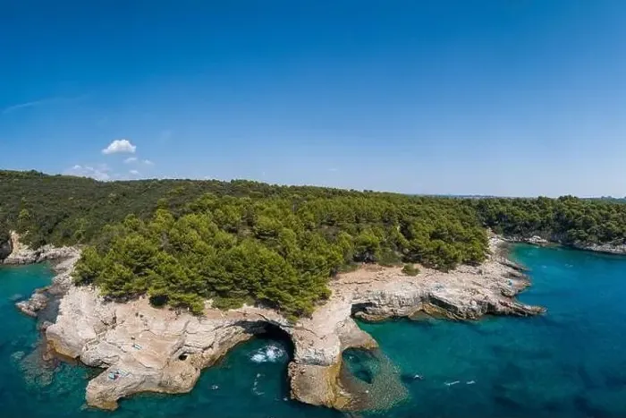 Framed Print : Aerial view of Rocky beach near Pula, Croatia