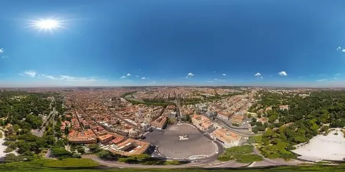 Framed Print : Aerial view of the Rome and Piazza del Popolo. Italy