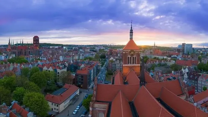 Framed Print : Aerial view on roof of church and part of old town in Gdansk Framed Print : Aerial view on roof of church and part of old town in Gdansk