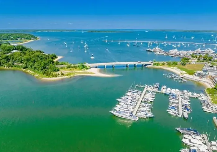 Framed Print : Aerial view of Sag Harbor Cove and Lance Cpl. Jordan Haerter Veterans memorial bridge, Sag Harbor, NY Framed Print : Aerial view of Sag Harbor Cove and Lance Cpl. Jordan Haerter Veterans memorial bridge, Sag Harbor, NY