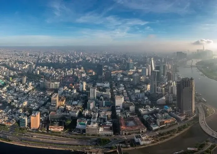 Framed Print : Aerial view of Saigon in the morning day Framed Print : Aerial view of Saigon in the morning day