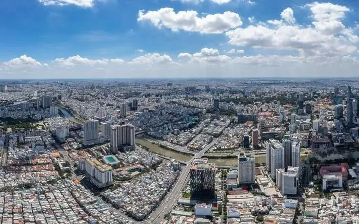 Framed Print : Aerial view of Saigon in the morning day Framed Print : Aerial view of Saigon in the morning day