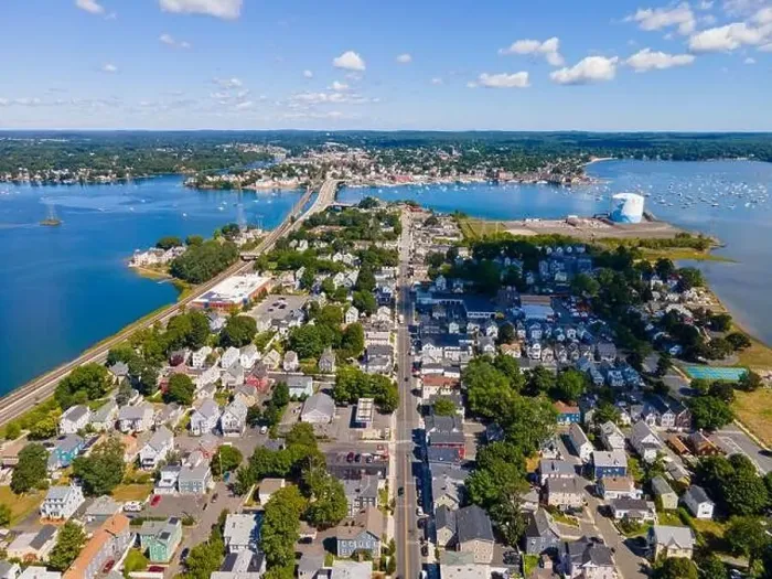 Framed Print : Aerial view of Salem Neck historic district Framed Print : Aerial view of Salem Neck historic district