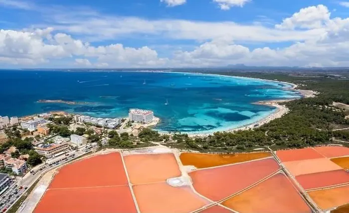 Framed Print : Aerial view of Salines de s'Avall and Es Trenc beach, Colonia de Sant Jordi, Mallorca island, Spain Framed Print : Aerial view of Salines de s'Avall and Es Trenc beach, Colonia de Sant Jordi, Mallorca island, Spain