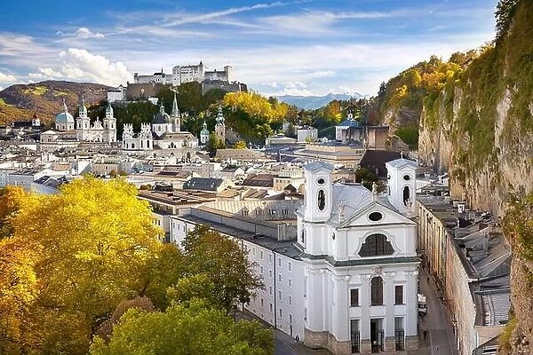 Aerial view of Salzburg Old Town, Austria
