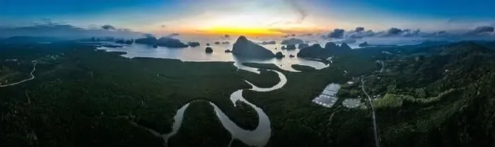 Framed Print : Aerial view of Samet Nangshe Viewpoint at sunset during rainy season, Phang Nga, Thailand Framed Print : Aerial view of Samet Nangshe Viewpoint at sunset during rainy season, Phang Nga, Thailand