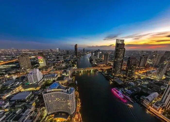 Framed Print : Aerial view of Saphan Taksin district near the Taksin bridge and Chao Phraya river, Bangkok, Thailand Framed Print : Aerial view of Saphan Taksin district near the Taksin bridge and Chao Phraya river, Bangkok, Thailand