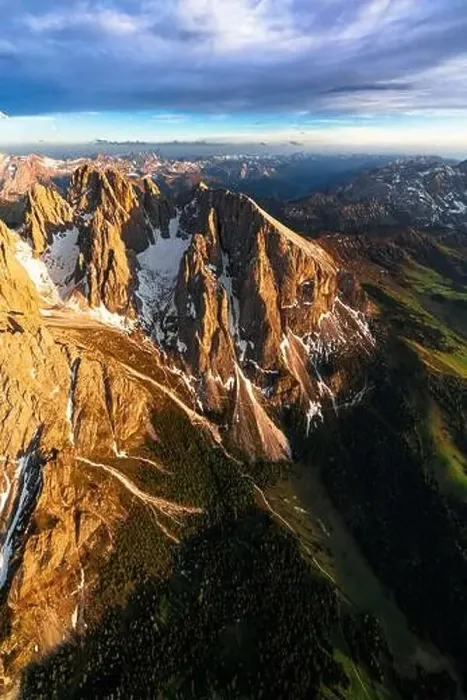 Framed Print : Aerial view of Sassopiatto group and Cinque Dita sharp mountains at sunset, Dolomites, South Tyrol, Italy, Europe Framed Print : Aerial view of Sassopiatto group and Cinque Dita sharp mountains at sunset, Dolomites, South Tyrol, Italy, Europe