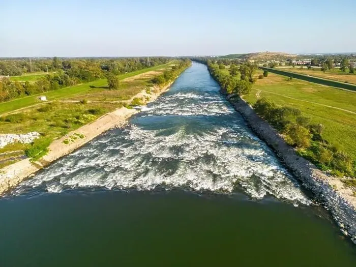 Framed Print : Aerial view of Sava river rapids Framed Print : Aerial view of Sava river rapids