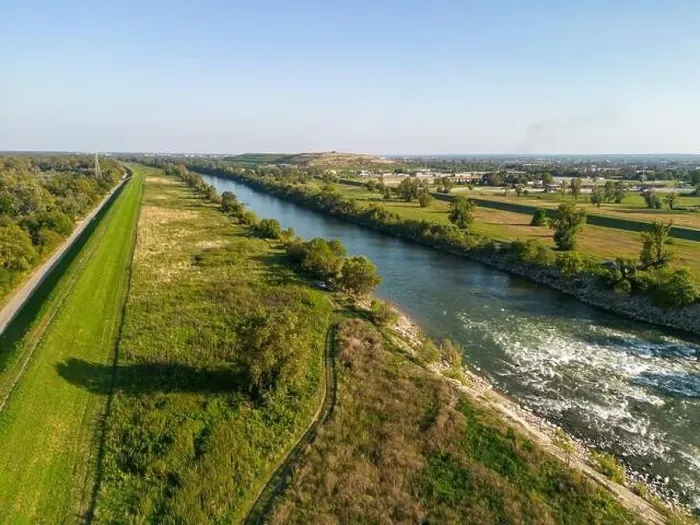 Framed Print : Aerial view of Sava river rapids Framed Print : Aerial view of Sava river rapids
