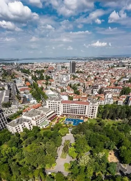 Framed Print : Aerial view to sea garden of Burgas, Bulgaria Framed Print : Aerial view to sea garden of Burgas, Bulgaria