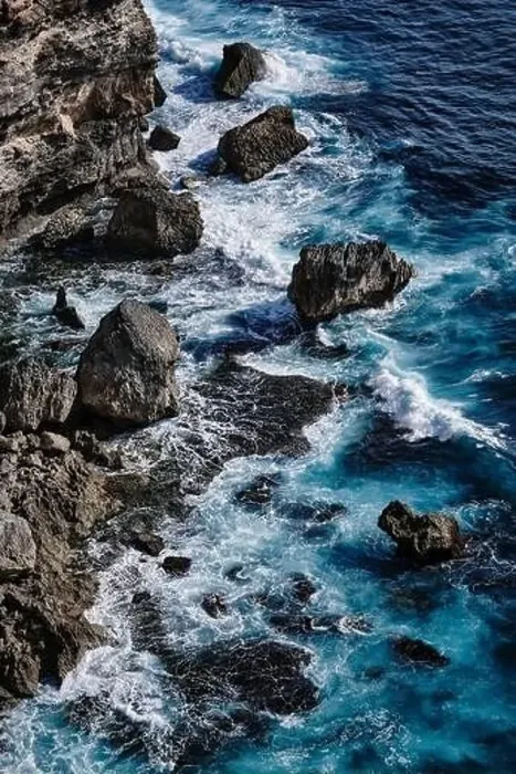 Framed Print : Aerial view to sea landscape, water with waves and rocks. Dramatic colors photo Framed Print : Aerial view to sea landscape, water with waves and rocks. Dramatic colors photo