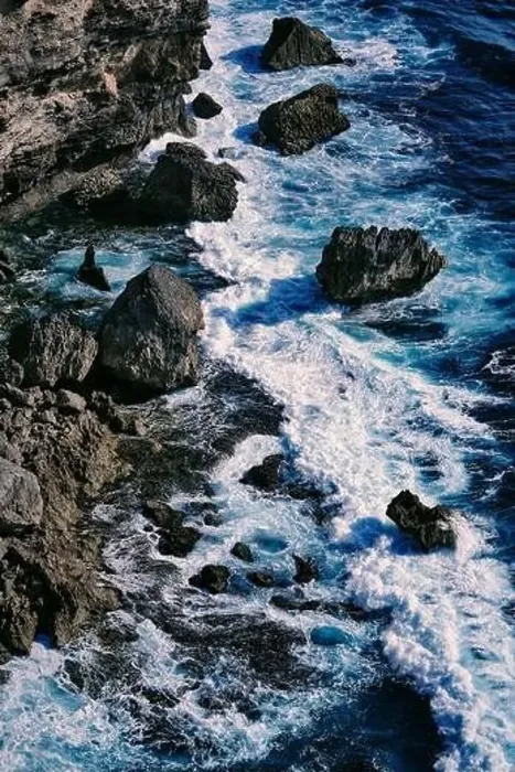 Framed Print : Aerial view to sea landscape, water with waves and rocks. Dramatic colors photo Framed Print : Aerial view to sea landscape, water with waves and rocks. Dramatic colors photo