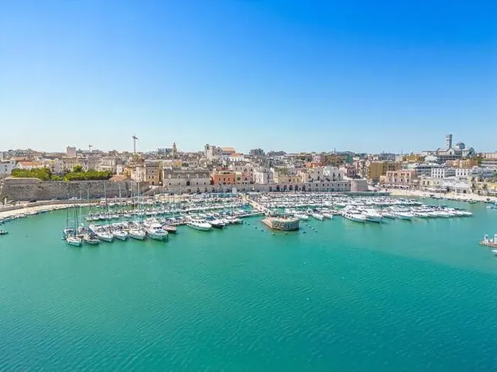 Framed Print : Aerial view of seafront Bisceglie in Puglia with drone Framed Print : Aerial view of seafront Bisceglie in Puglia with drone