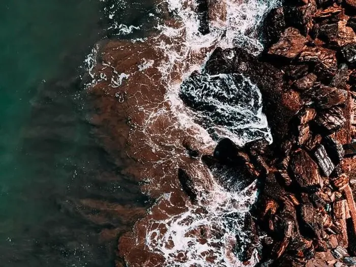 Framed Print : Aerial View Seascape, Ocean Waves Crashing, Rocky Drone Photography Framed Print : Aerial View Seascape, Ocean Waves Crashing, Rocky Drone Photography