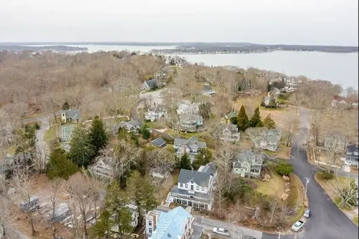 Framed Print : Aerial view of the Shelter Island Heights, Shelter Island, NY