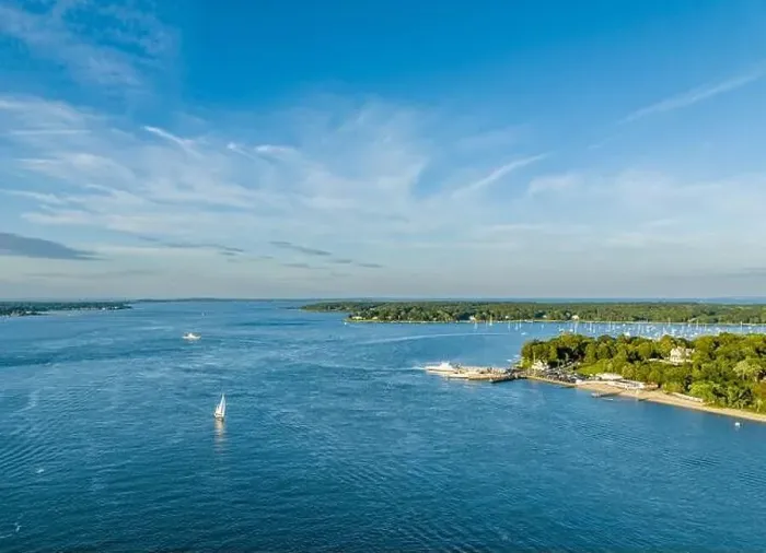 Framed Print : aerial view of the shelter island north ferry Framed Print : aerial view of the shelter island north ferry