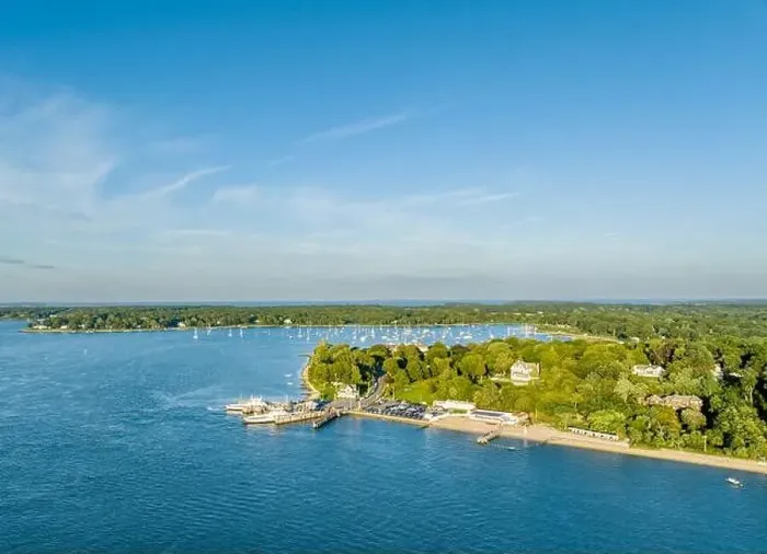 Framed Print : aerial view of the shelter island north ferry Framed Print : aerial view of the shelter island north ferry