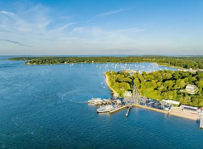 Framed Print : aerial view of the shelter island north ferry Framed Print : aerial view of the shelter island north ferry