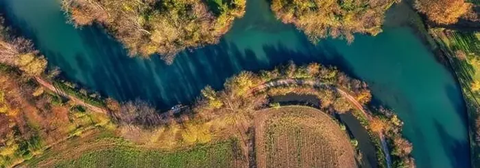 Framed Print : Aerial view of the Sile river at S. Elena di Silea (Treviso, Italy) at sunrise in autumn Framed Print : Aerial view of the Sile river at S. Elena di Silea (Treviso, Italy) at sunrise in autumn