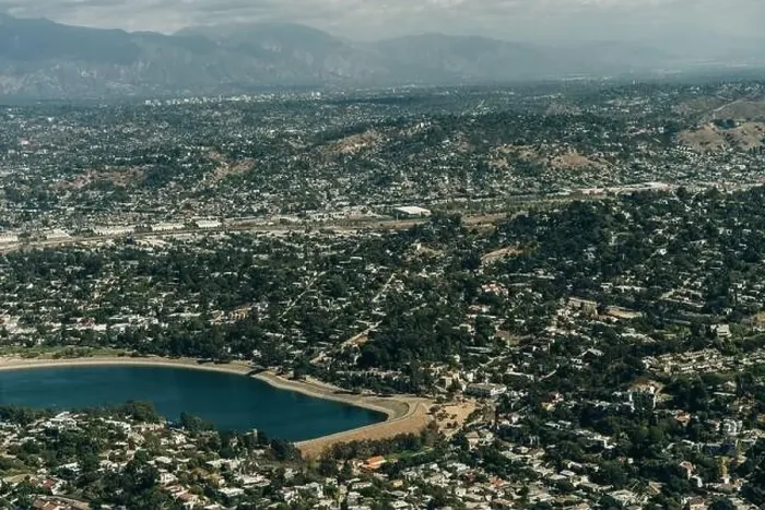 Framed Print : Aerial View of Silver Lake Meadows, Los Angeles. High quality photo Framed Print : Aerial View of Silver Lake Meadows, Los Angeles. High quality photo