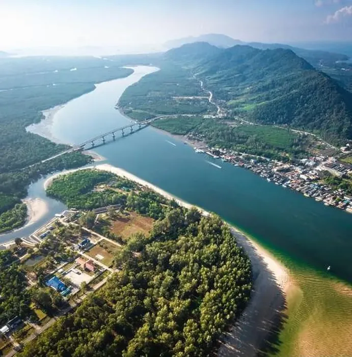 Framed Print : Aerial view of the Siri Lanta Bridge in koh Lanta, Krabi, Thailand Framed Print : Aerial view of the Siri Lanta Bridge in koh Lanta, Krabi, Thailand