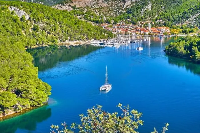 Framed Print : Aerial view of Skradin, Krka River, Dalmatia, Croatia Framed Print : Aerial view of Skradin, Krka River, Dalmatia, Croatia