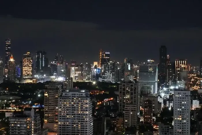 Framed Print : Aerial view of the skyline of Bangkok at night, Thailand Framed Print : Aerial view of the skyline of Bangkok at night, Thailand