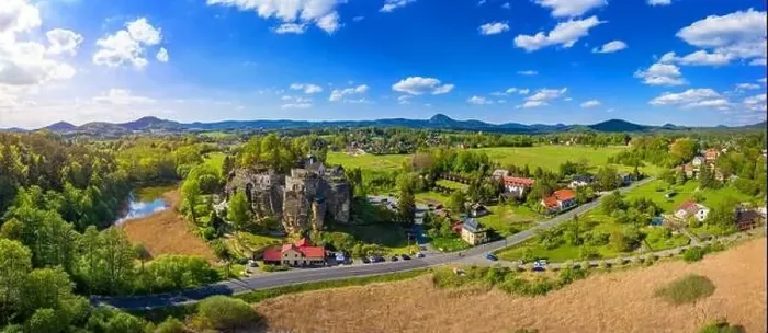 Framed Print : Aerial view of Sloup Castle in Northern Bohemia