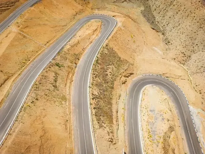 Framed Print : Top aerial view of snake curved road Framed Print : Top aerial view of snake curved road