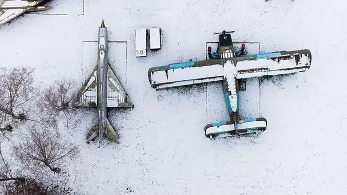 Framed Print : Aerial view of snow-clad tanks Framed Print : Aerial view of snow-clad tanks