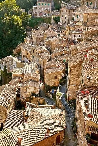 Aerial view of Sorano, Tuscany, Italy