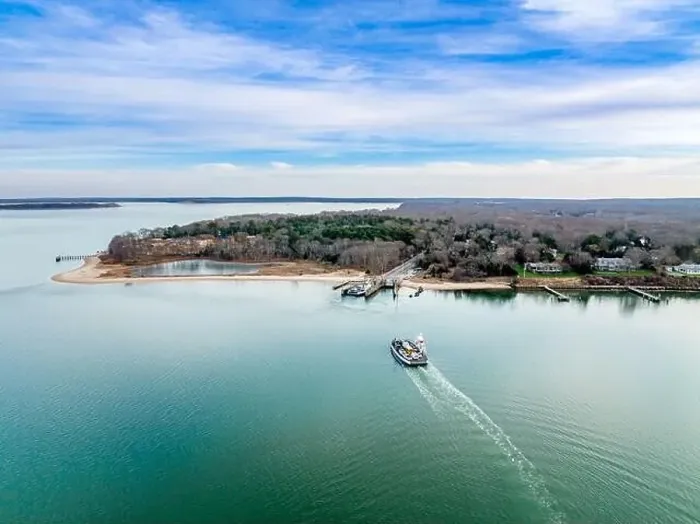 Framed Print : Aerial view of the South Ferry in North Haven, NY