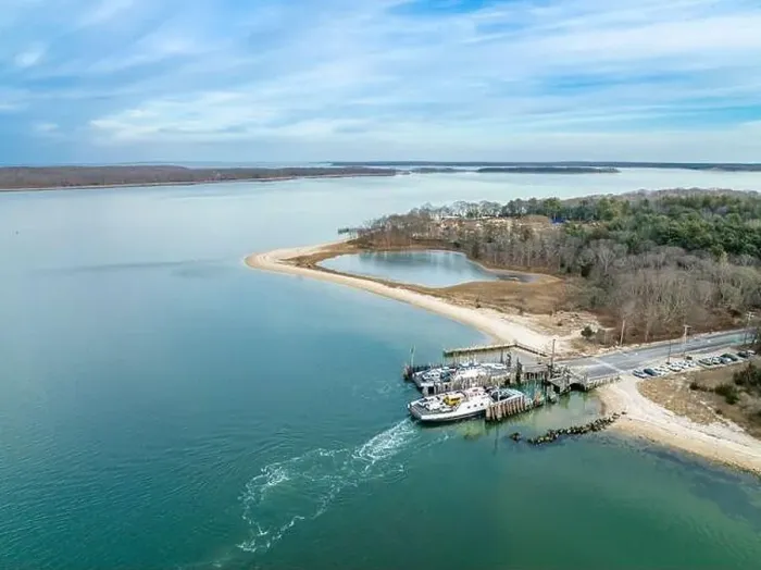 Framed Print : Aerial view of the South Ferry in North Haven, NY