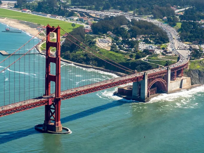 Framed Print : Aerial view, south side of the Golden Gate Bridge, San Francisco, San Francisco Bay Area, California, USA Framed Print : Aerial view, south side of the Golden Gate Bridge, San Francisco, San Francisco Bay Area, California, USA