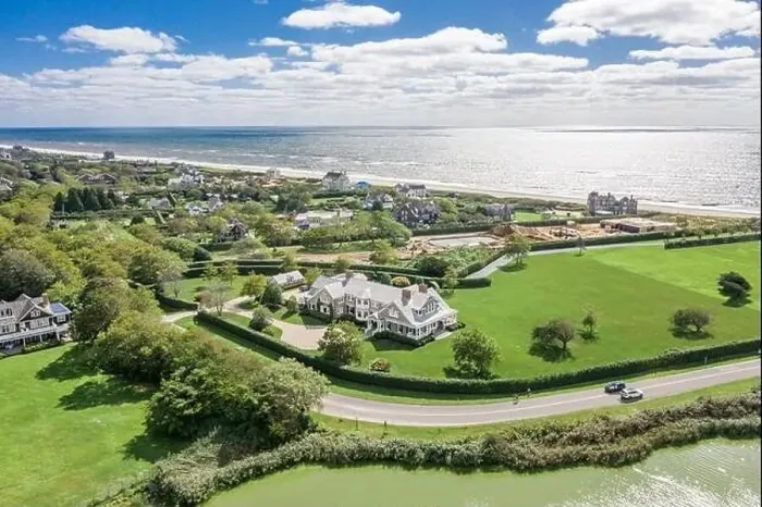 Framed Print : aerial view of Southampton ocean front real estate with expensive homes, Southampton, NY Framed Print : aerial view of Southampton ocean front real estate with expensive homes, Southampton, NY