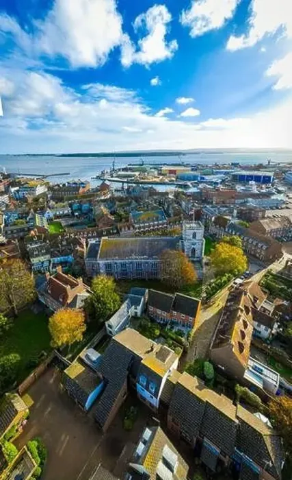 Framed Print : Aerial view of St James Church in Poole Framed Print : Aerial view of St James Church in Poole