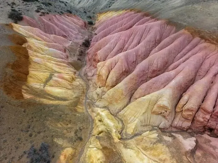 Framed Print : Aerial view of the stunning landscape of Tierra de Colores in Parque Patagonia in Argentina, South America