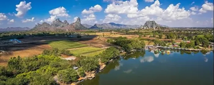 Framed Print : Aerial view of Sub Lek Reservoir, lake in LopBuri, Thailand Framed Print : Aerial view of Sub Lek Reservoir, lake in LopBuri, Thailand