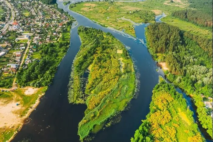 Framed Print : Aerial View Of Summer River Landscape In Sunny Summer Day. Top View Of Beautiful European Nature From High Attitude In Summer Season. Drone View. Bird Framed Print : Aerial View Of Summer River Landscape In Sunny Summer Day. Top View Of Beautiful European Nature From High Attitude In Summer Season. Drone View. Bird