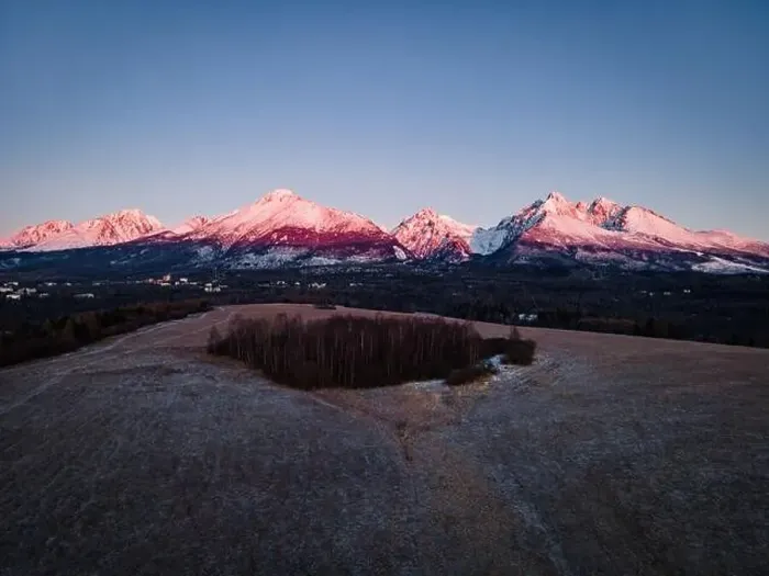 Framed Print : aerial view on sun rising in high tatras mountains in slovakia Framed Print : aerial view on sun rising in high tatras mountains in slovakia