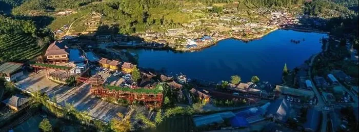 Framed Print : Aerial view of Sunrise with fog over Ban Rak thai, chinese village near a lake in Mae Hong Son, Thailand Framed Print : Aerial view of Sunrise with fog over Ban Rak thai, chinese village near a lake in Mae Hong Son, Thailand