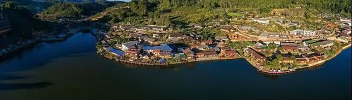 Framed Print : Aerial view of Sunrise with fog over Ban Rak thai, chinese village near a lake in Mae Hong Son, Thailand Framed Print : Aerial view of Sunrise with fog over Ban Rak thai, chinese village near a lake in Mae Hong Son, Thailand