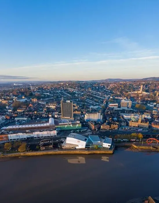 Framed Print : An aerial view at sunrise of Newport city centre, south wales United Kingdom, taken from the River Usk Framed Print : An aerial view at sunrise of Newport city centre, south wales United Kingdom, taken from the River Usk