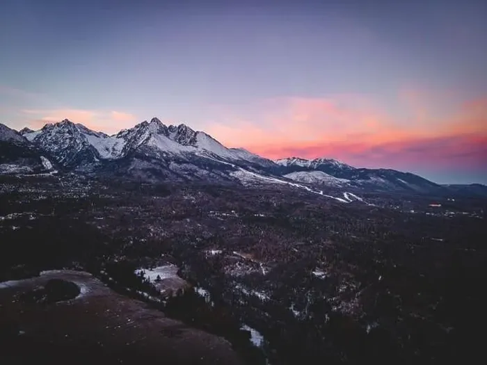 Framed Print : aerial view on sunset in high tatras mountains Framed Print : aerial view on sunset in high tatras mountains