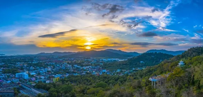 Framed Print : aerial view during sunset at Khao Rang the landmark viewpoint of Phuket place in the central of Phuket town Framed Print : aerial view during sunset at Khao Rang the landmark viewpoint of Phuket place in the central of Phuket town